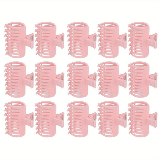 15Pcs/Set Curler Clip Hair Roller Fixing Clamp Holding Section Claw Hairdressing ToolPink