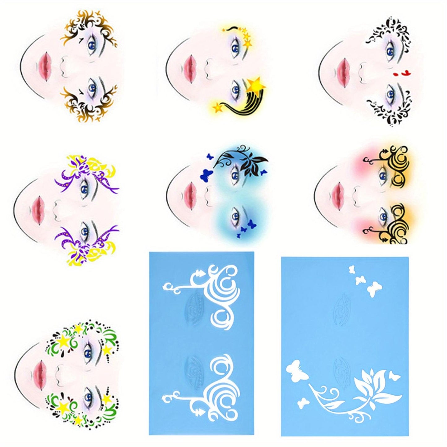 7styles/set Reusable Face Paint Stencil Body Painting Template Flower Butterfly Facial Design