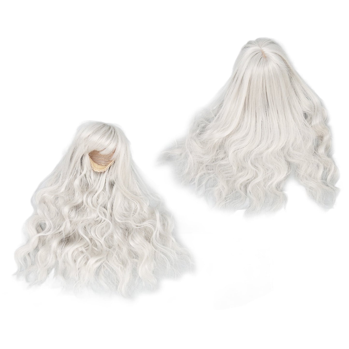 Ball Jointed Doll Wig Curly Soft Heat Resistant Trimmable Soft Touch 1/6 Doll Wig with Bangs for Doll Dress Up Silver Gray