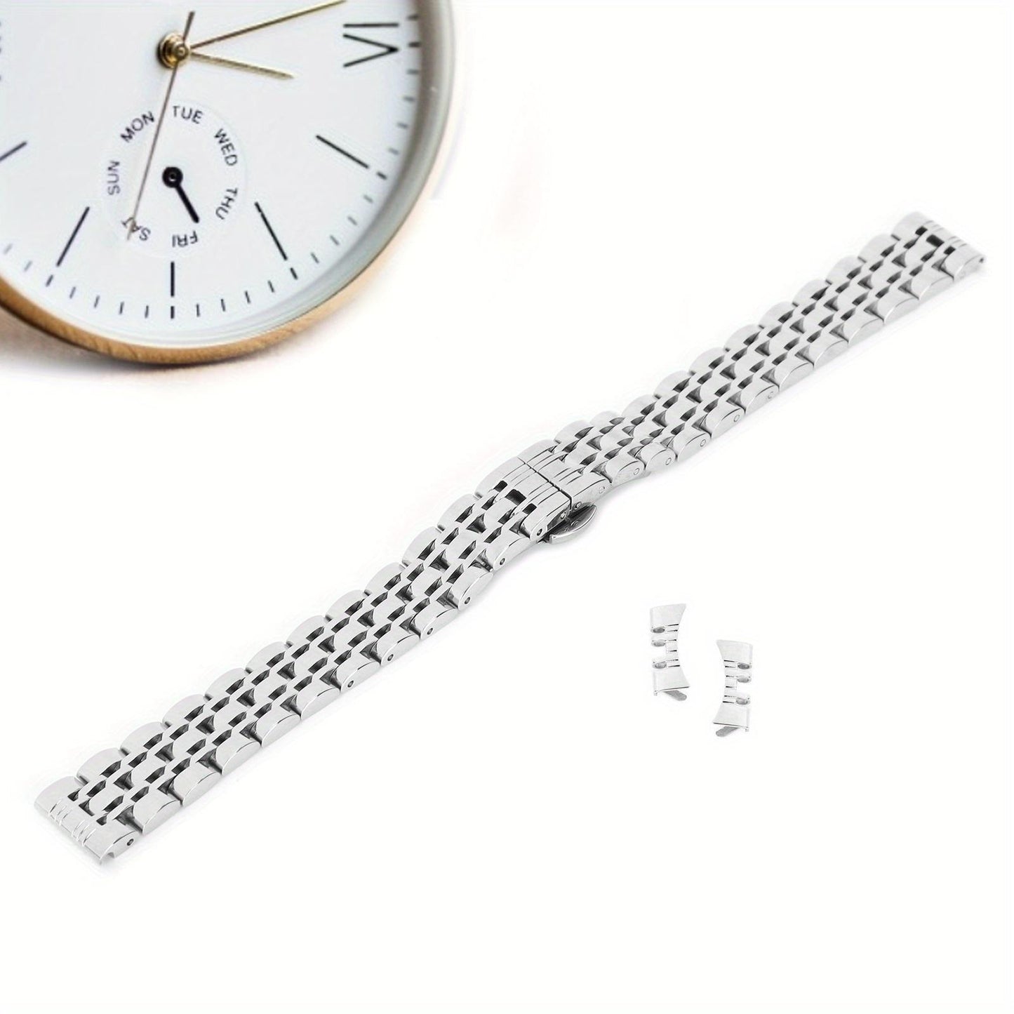 14mm Watch Band Stainless Steel Watch Strap Replacement Watch Band Strap Accessory