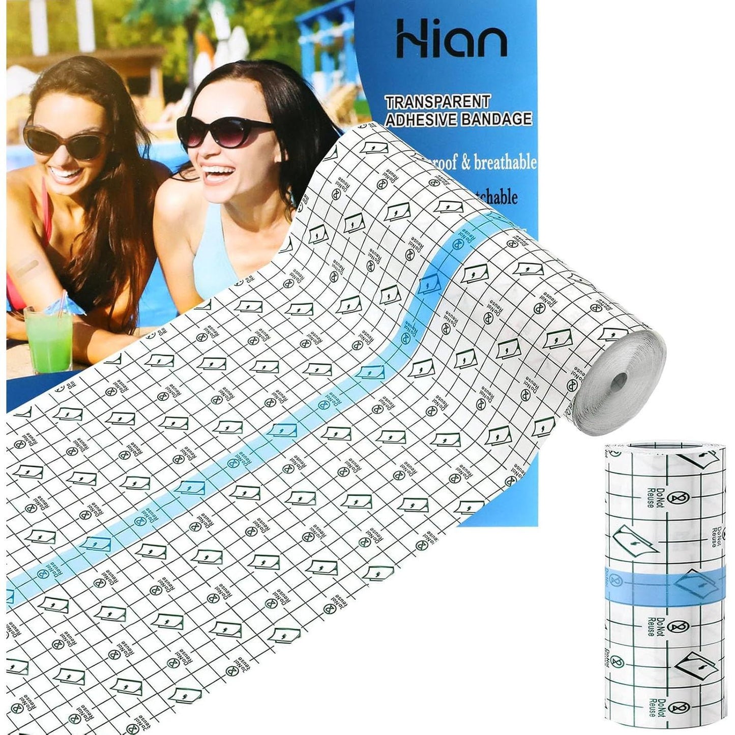 Hion Tattoo Aftercare Waterproof Bandage Transparent Film Dressing 50 Pre-Cut Sheets 4 x 4 Inch Tattoo Cover Up Tape Second Skin Adhesive Bandage Waterproof Wound Cover for Swimming Shower Shield