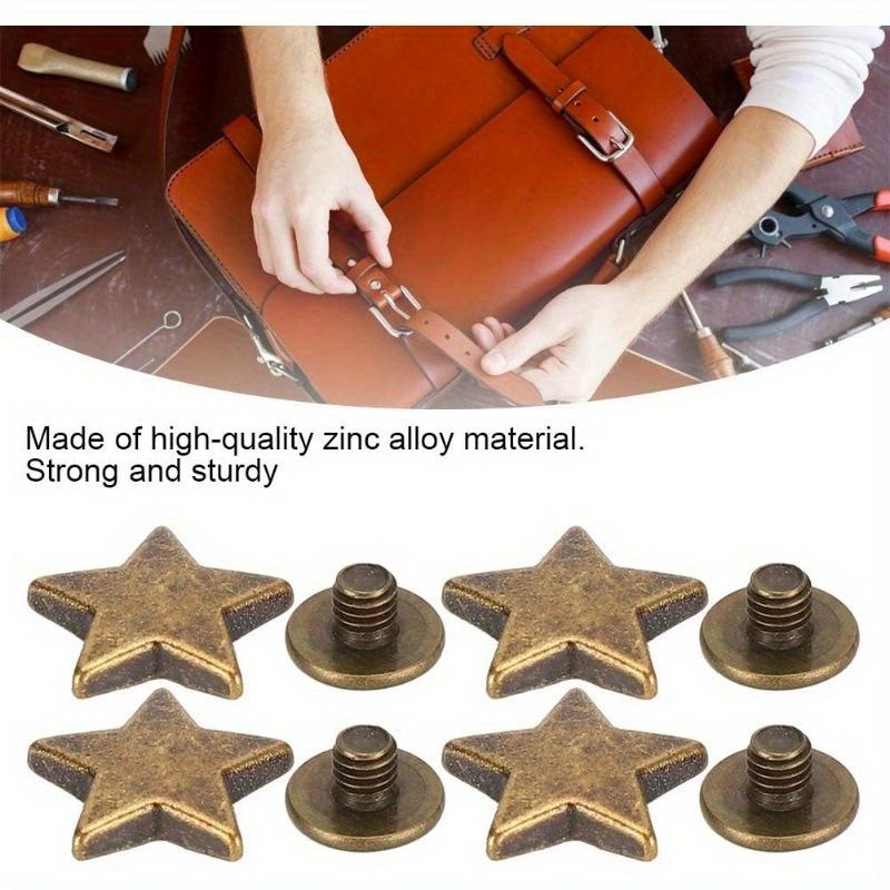 50 Sets Star Studs Rivets Star Shaped Studs with Spikes Hand Pressed Rivets for Leather Crafting, Decorating Clothes, Jackets, Belts, Footwear, and Bags(Bronze)