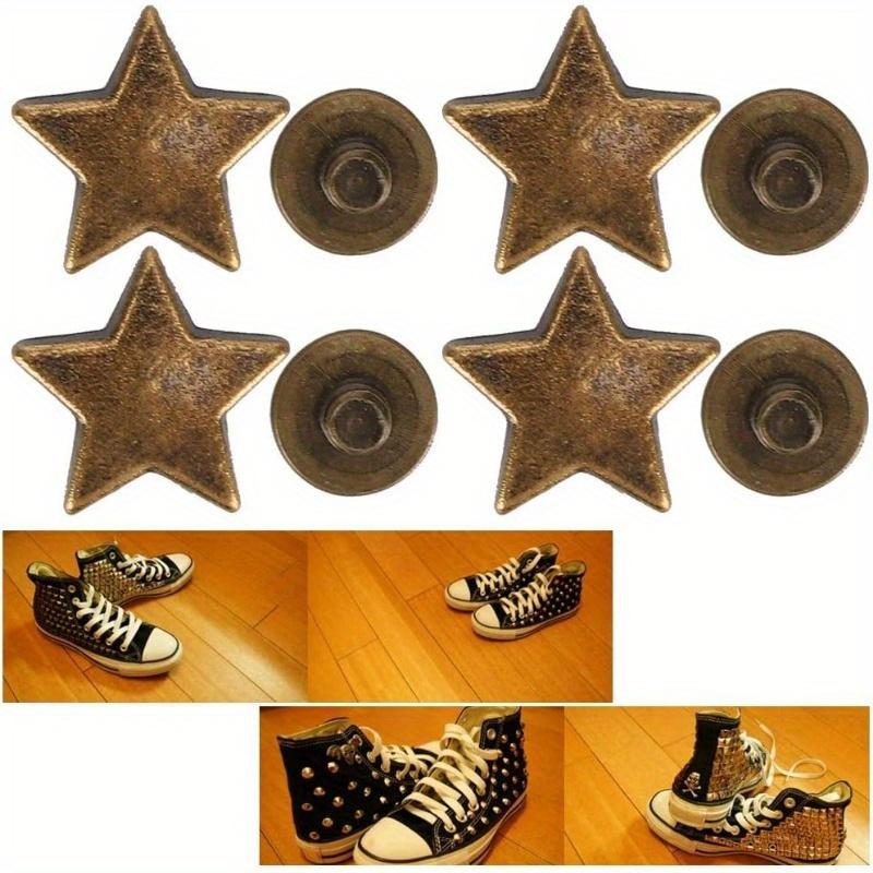 50 Sets Star Studs Rivets Star Shaped Studs with Spikes Hand Pressed Rivets for Leather Crafting, Decorating Clothes, Jackets, Belts, Footwear, and Bags(Bronze)