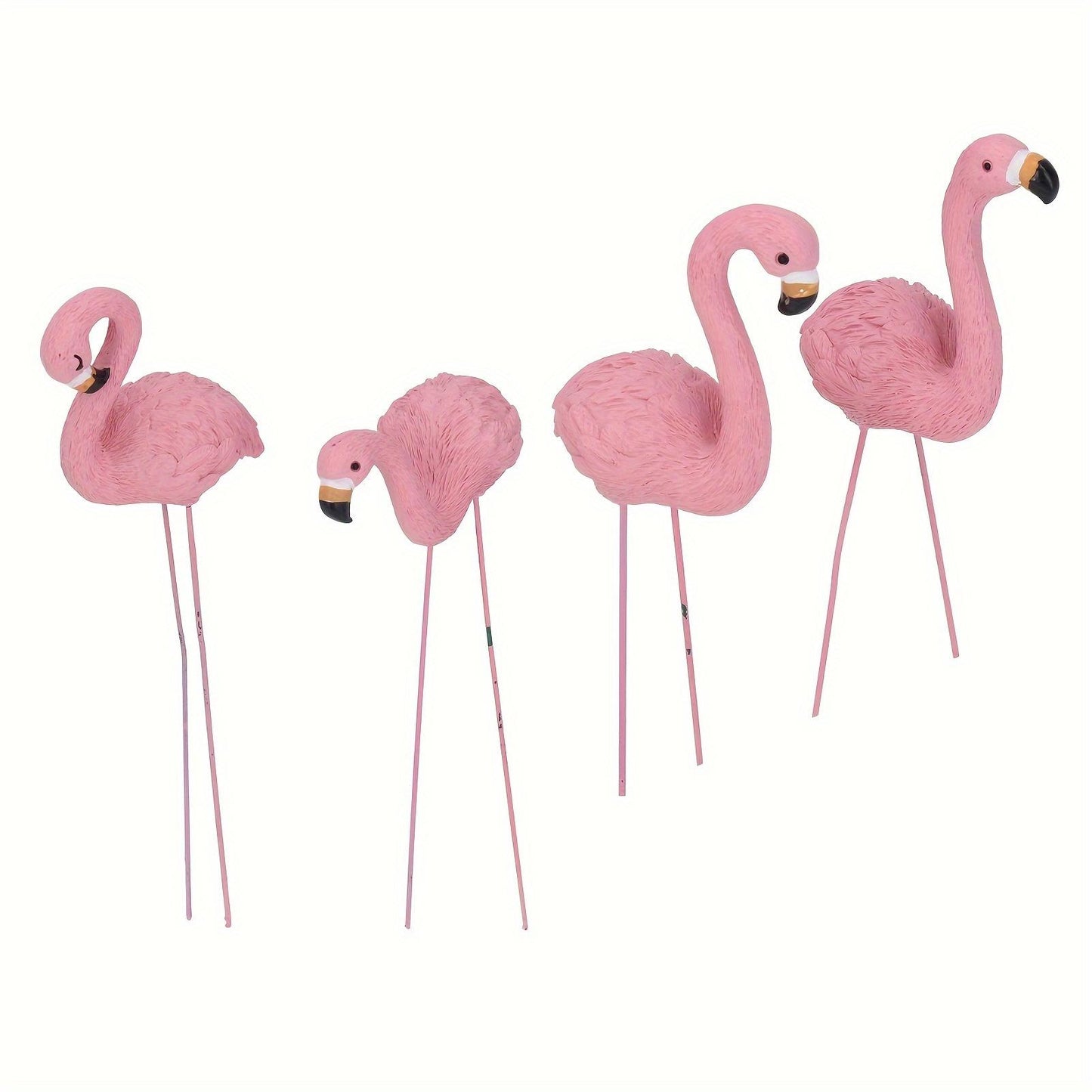 4 Pcs Pink Flamingo Garden Statue Fine Details Stylish Vivid Small Flamingo Statue For Yard Lawn Patio Decorations Gifts