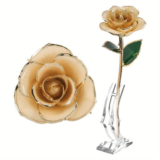 Gold Rose 24K Gold Plated Rose Gift Ornament for Birthday Anniversary Valentines Day