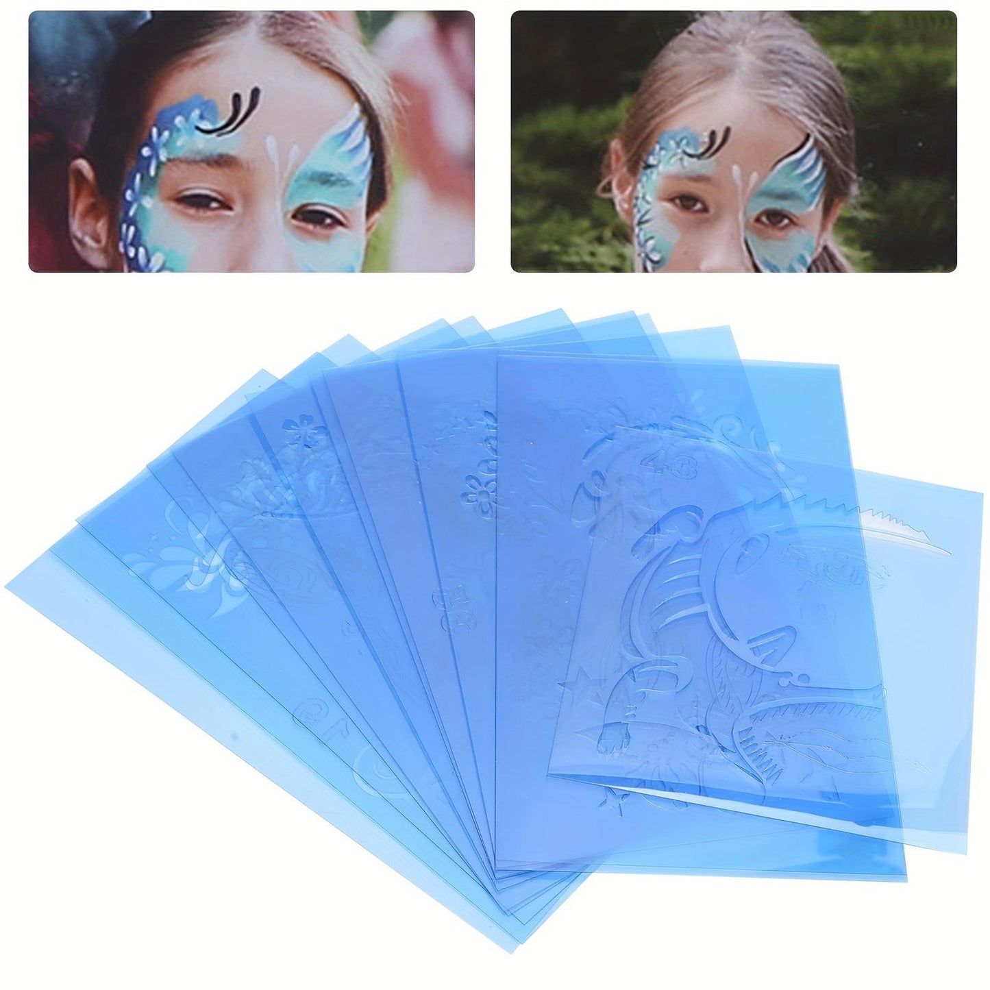 PET Face Painting Template Reusable Face Paint Stencils For Halloween Christmas Party Face Painting Template Face Paint Stencils Reusable Face Paint Template Facial Makeup Template Halloween Face Paint Stencils DIY Makeup Template