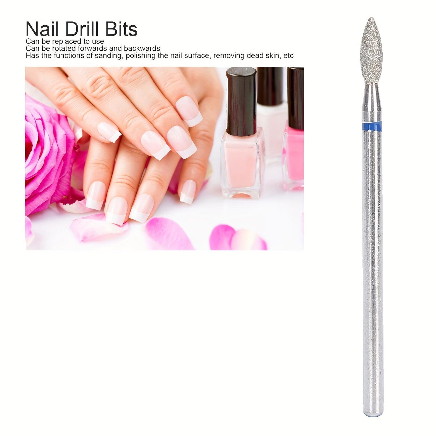 50pcs Nail Drill Bits Nail Polishing Grind Head Replacement Accessory Manicure ToolM