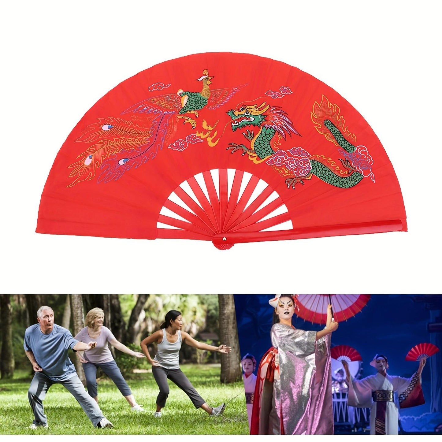 Red Tai Chi Martial Arts Kung Fu Bamboo Fan For Right Hand - Lightweight And Durable Wushu Dance Practice Training Fan, Ideal For Martial Arts Enthusiasts