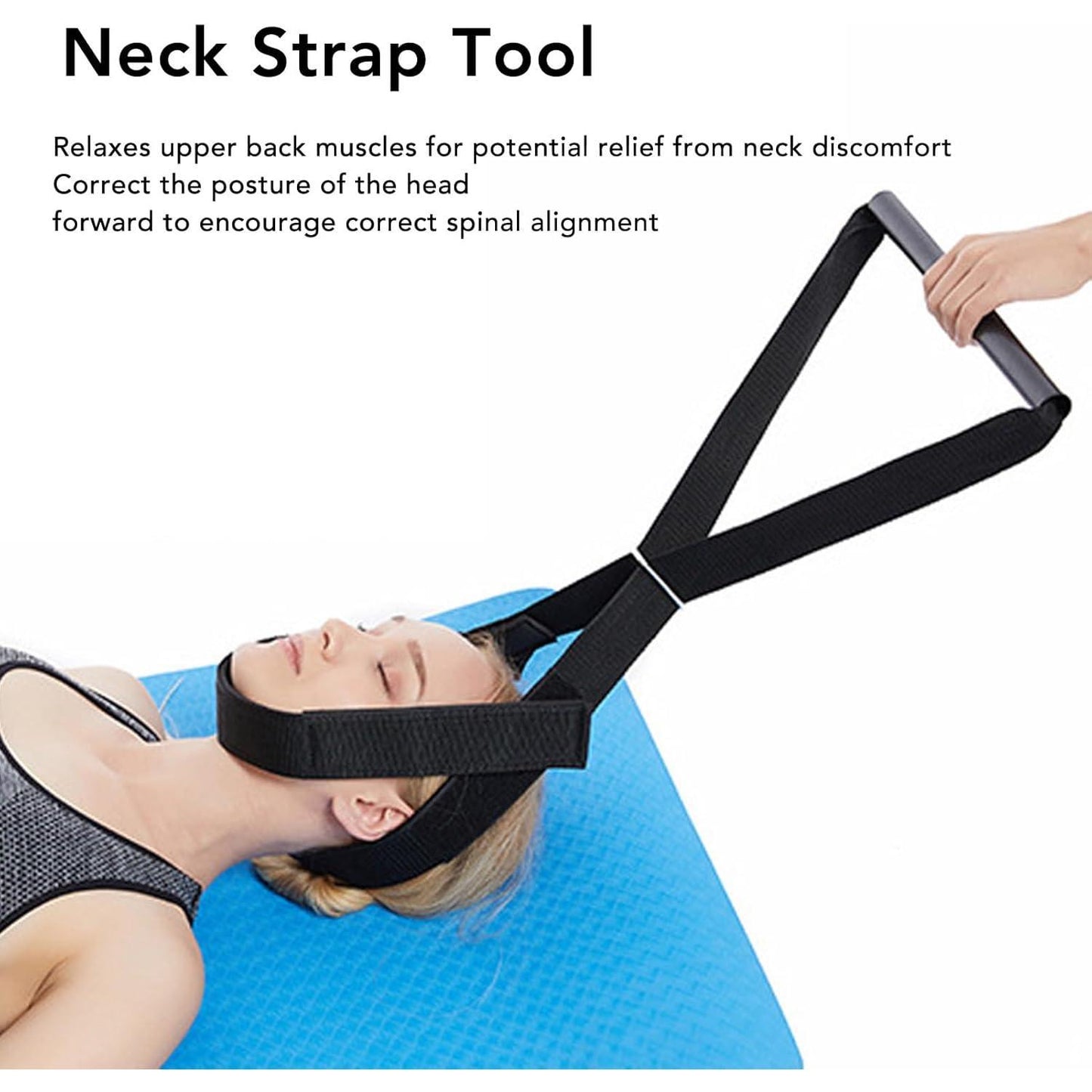 Neck Stretcher Strap Chiropractic Decompression Comfortable Handle Cervical Traction Pull Device with Chin Strap