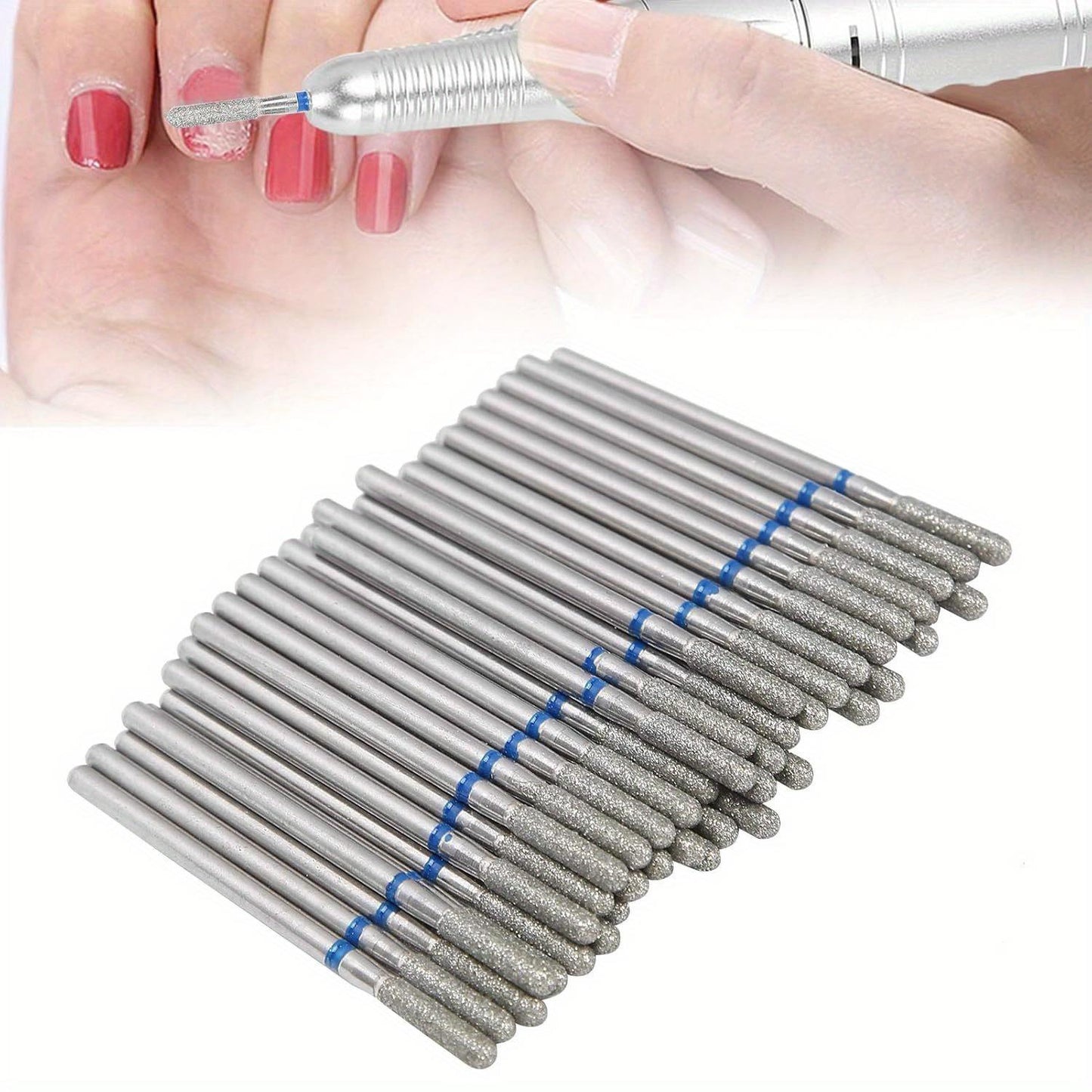 50pcs Portable Nail Drill Bits, Tungsten Carbide Nail Drill Bits, Dead Skin Removal Nail Grinding Polishing Head Accessory (M-41.25)