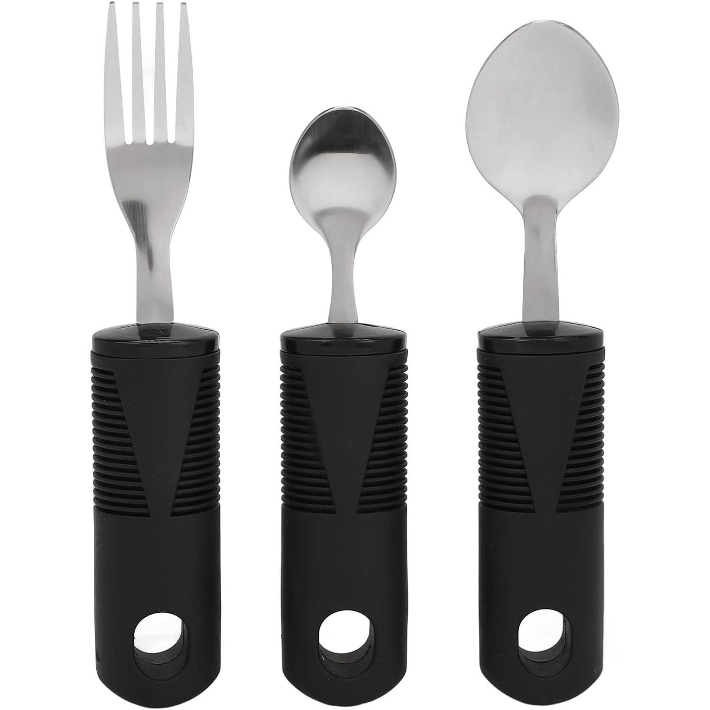 Adaptive Utensils, Weighted Utensils with Wide Non Slip Handles Stainless Steel Fork Teaspoon Tablespoon Parkinsons Utensils for Tremors, Arthritis, Parkinsons, Elderly, Adults(3 Piece Set)