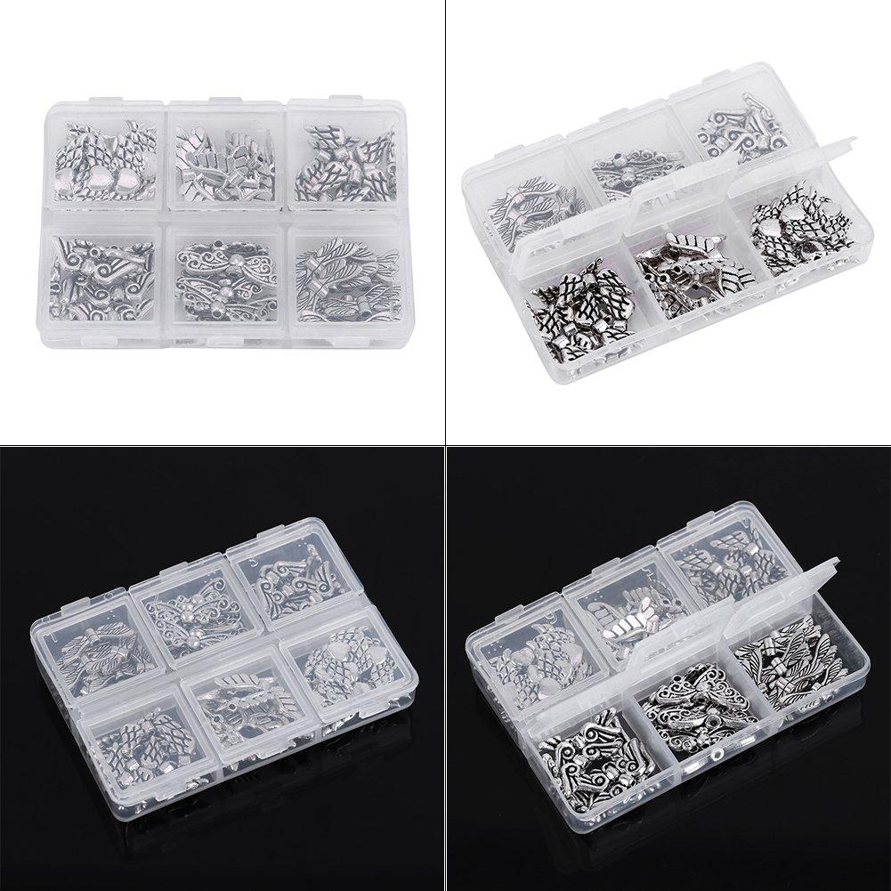 DIY Jewelry Findings, 60Pcs 14-26mm Angel Wing Beads Lot DIY Jewelry Findings Making Supplies with Storage Box