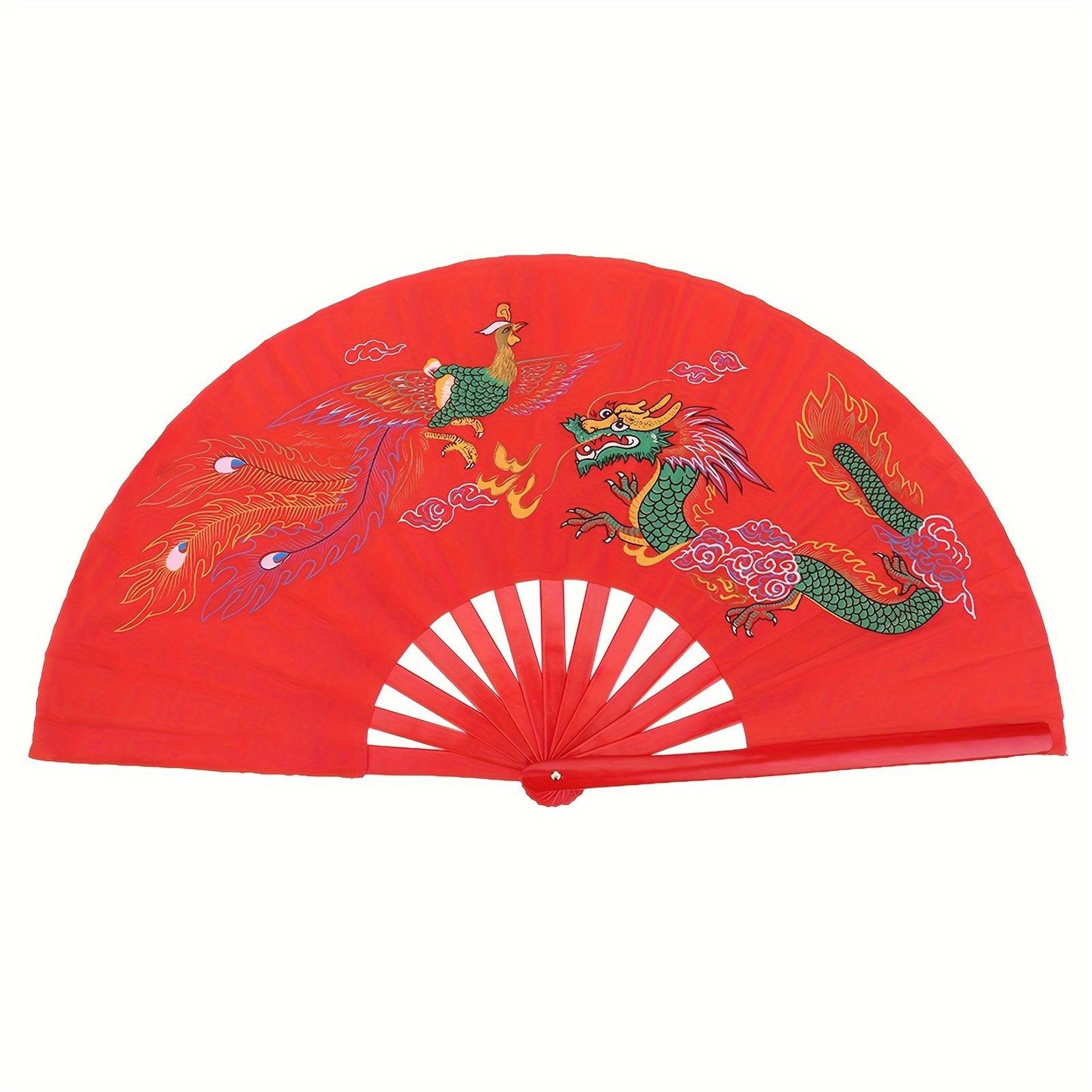 Red Tai Chi Martial Arts Kung Fu Bamboo Fan For Right Hand - Lightweight And Durable Wushu Dance Practice Training Fan, Ideal For Martial Arts Enthusiasts