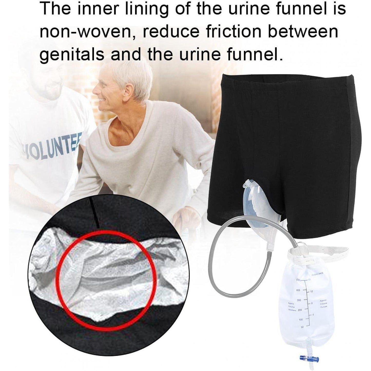 Wearable Collection Urinal Bag, Urinal Underwear for Men Incontinence Bags Reusable Male Urinal Leg Bag Silicone Urine Funnel Pee Holder Collector Urinary Male Pee Bag