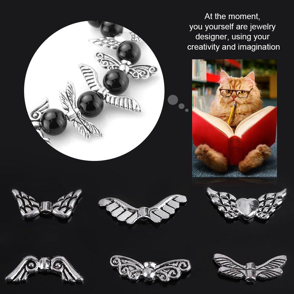 DIY Jewelry Findings, 60Pcs 14-26mm Angel Wing Beads Lot DIY Jewelry Findings Making Supplies with Storage Box