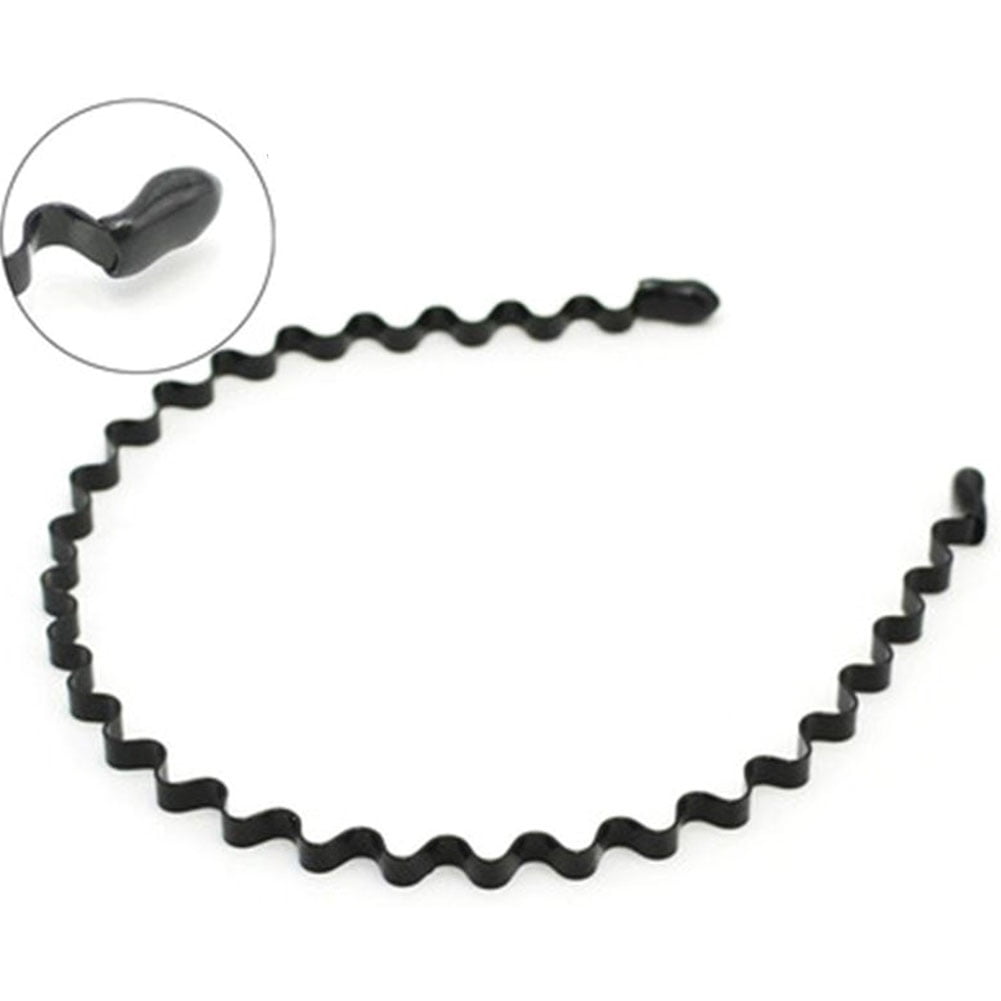 5 pcs Unisex Black Metal Spiral Wave Headband Men Women Hair Band Accessories