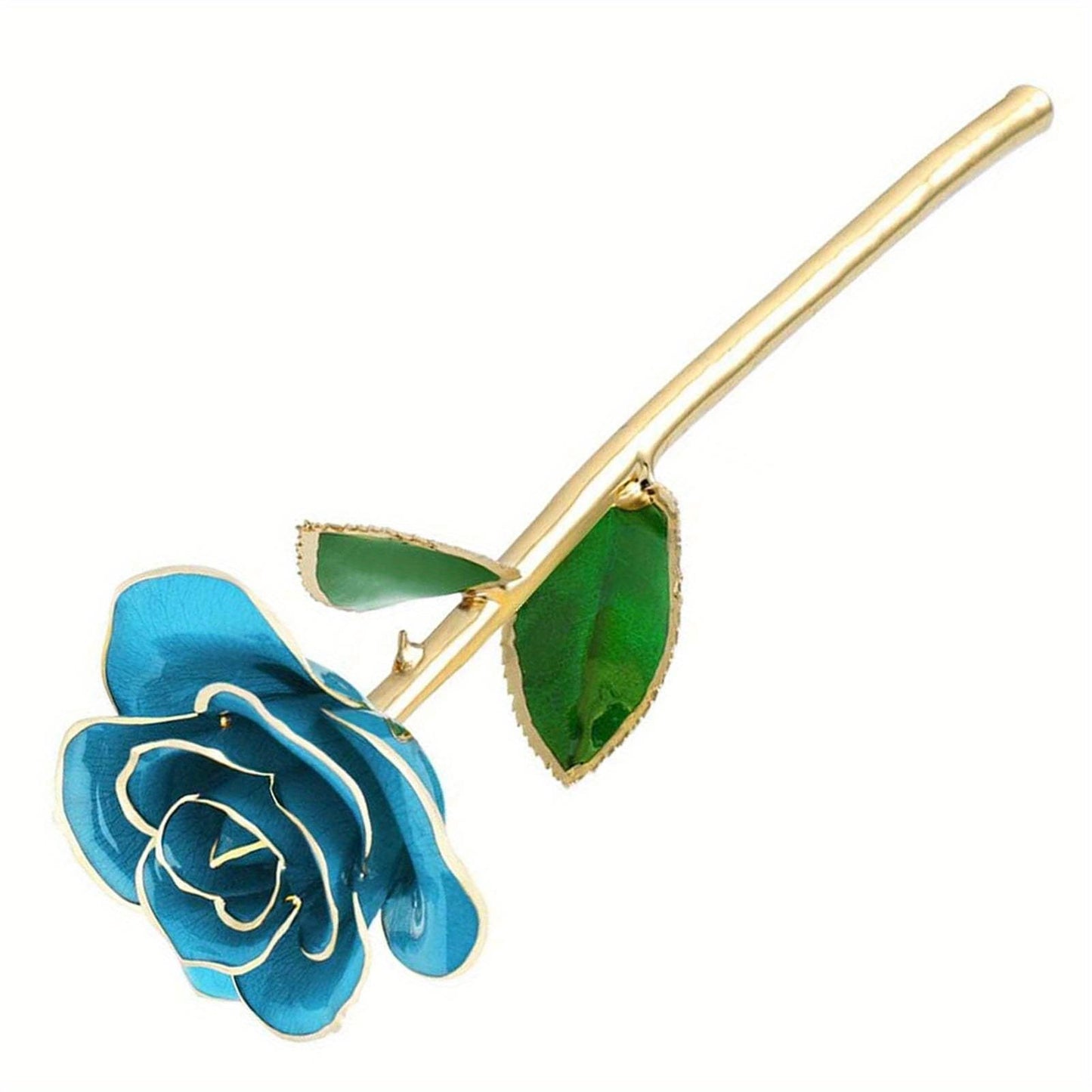 24K GoldPlated Rose Flower Sky Blue for Valentine's Day Decorations Ornaments Crafts