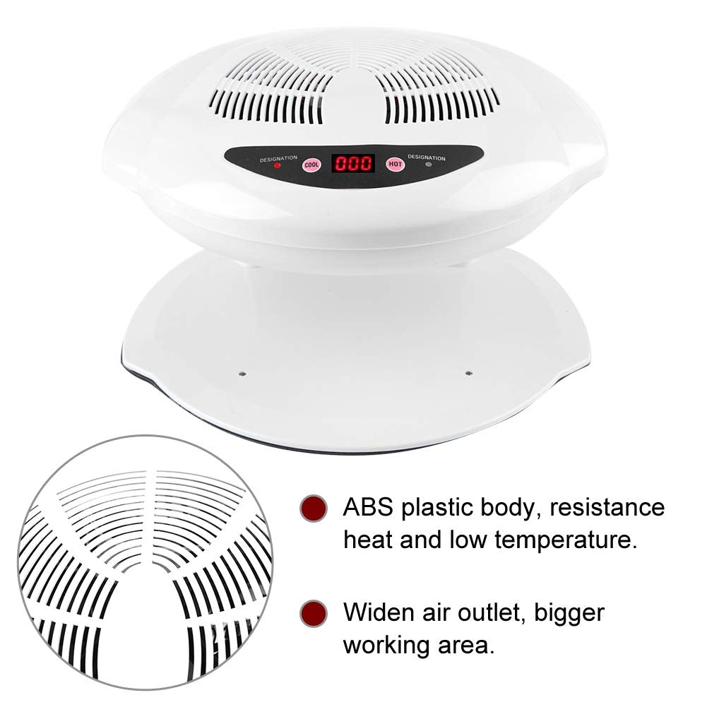 Air Nail Dryer, 400W Intelligent Automatic Sensor Hot & Cold Air Nail Polish Drying Fan Manicure Tool for Home Salon Both Hands and Feet Use, White