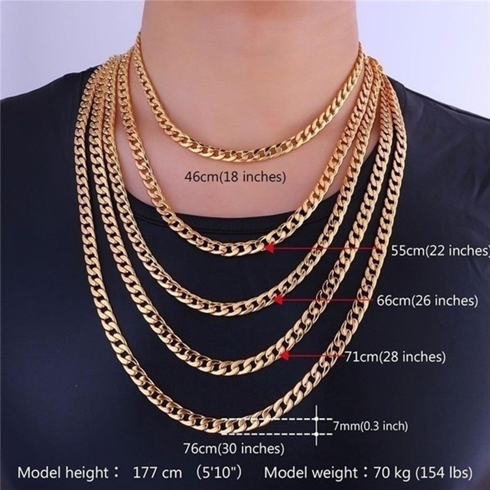 Fashion Men 18K Gold Necklace Cuban Chain Necklace For Men Jewelry Gifts