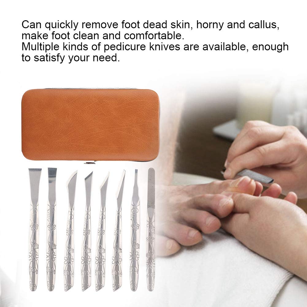 Ingrown Toenail Tool, 8pcs Stainless Steel Foot File Dead Skin Horny Remover Foot Callus Sha ver Foot Skin Planer Pedicure Tool Set for Ingrown Foot Fingernail Care