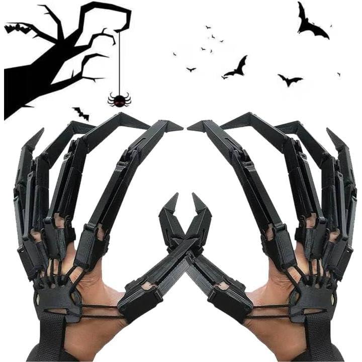 Halloween Cosplay Finger Props - Articulated Finger Extensions for Party Supplies (Flexible, Fits All Finger Sizes, Left Hand)