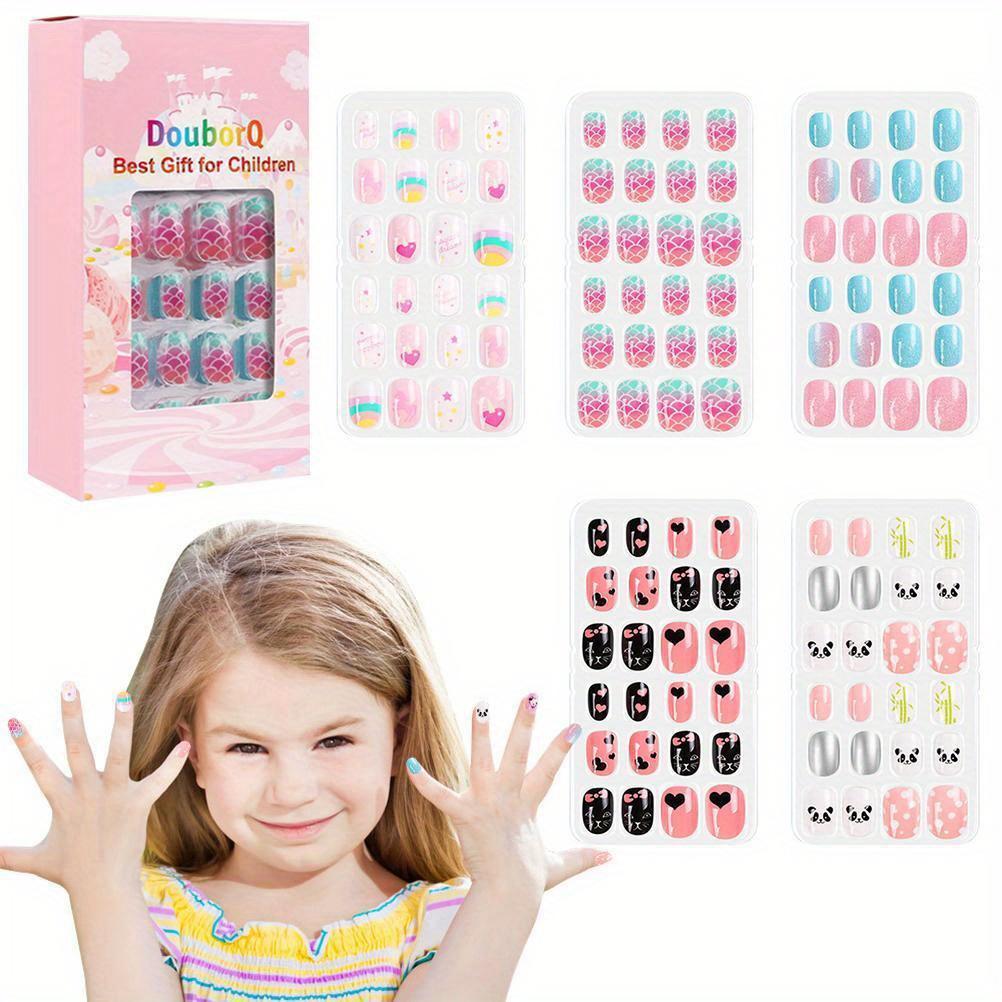 120pcs children' s nail tips cute children' s nail art fake nail tips set