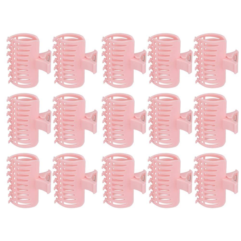 15PCS Hot Roller Clips, Curler Claw Clips for Girls Women, Hair Section Fixing Clamps, Holding Hairdressing Tool for Long and Medium Hair (Pink)