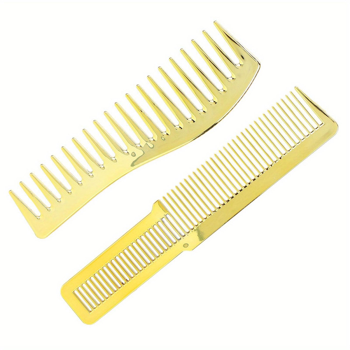 Hairdressing Comb with Wide Teeth for All Hair Types- Golden ABS Material Cutting and Styling Bending Comb- Professional Salon Haircut Tool