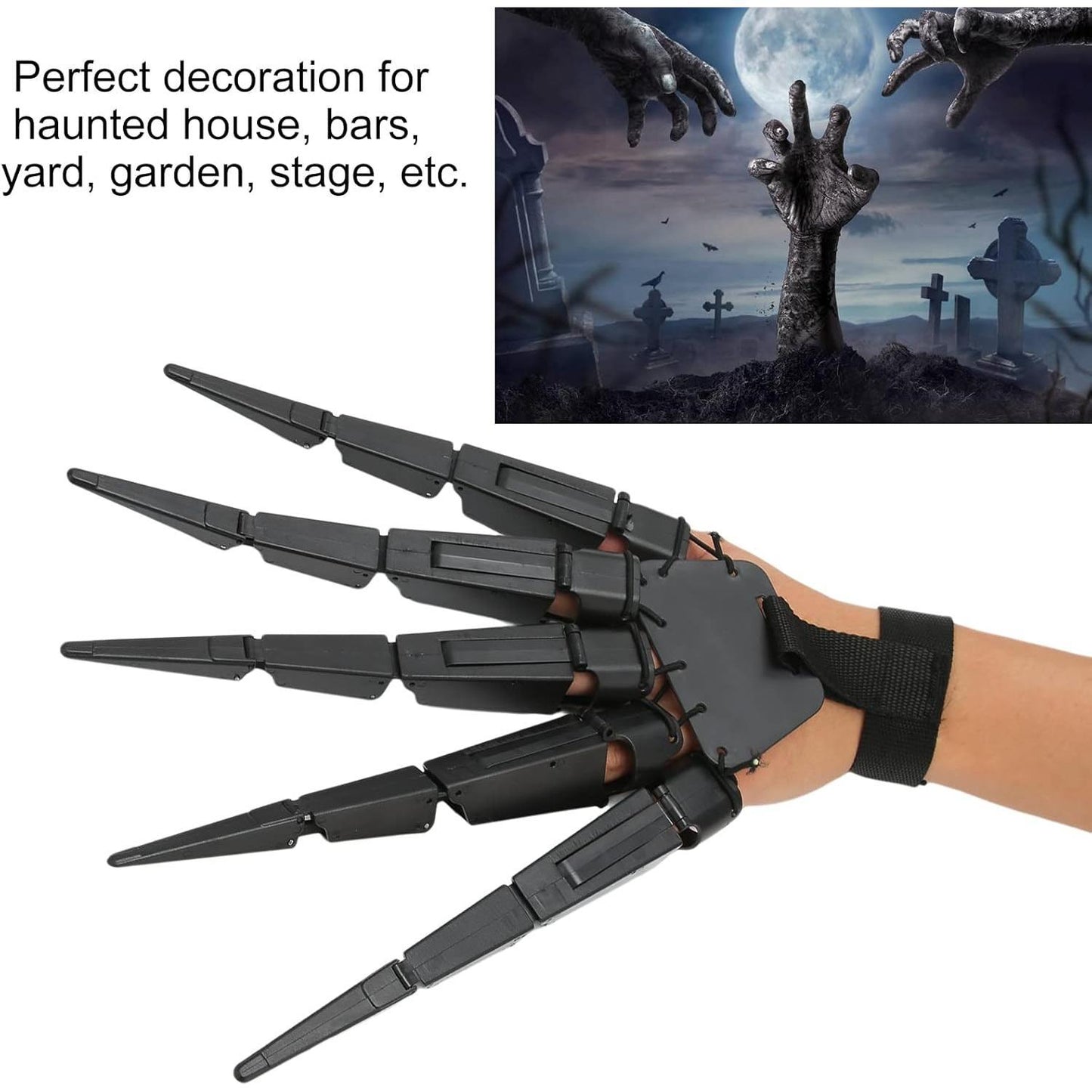 Halloween Cosplay Finger Props - Articulated Finger Extensions for Party Supplies (Flexible, Fits All Finger Sizes, Left Hand)