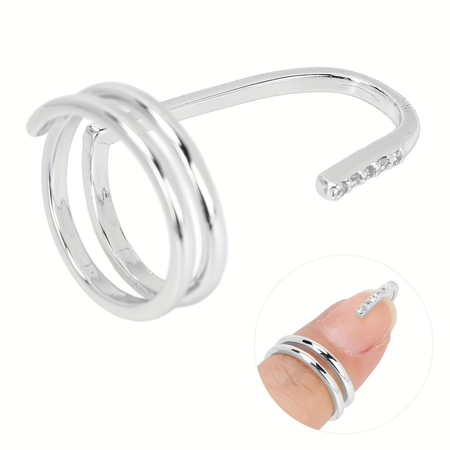 2.3 X 1.5cm/ 0.9 X 0.6in, Electroplated Copper Decorative Nail Ring, Fashion Fingertip Jewelry Nail Art Ring, Ladies Wearing Nail Accessory, Suitable For Parties, Dance Parties, Weddings, Engagements, Marriage Proposals, Outdoor, Daily Life, Etc