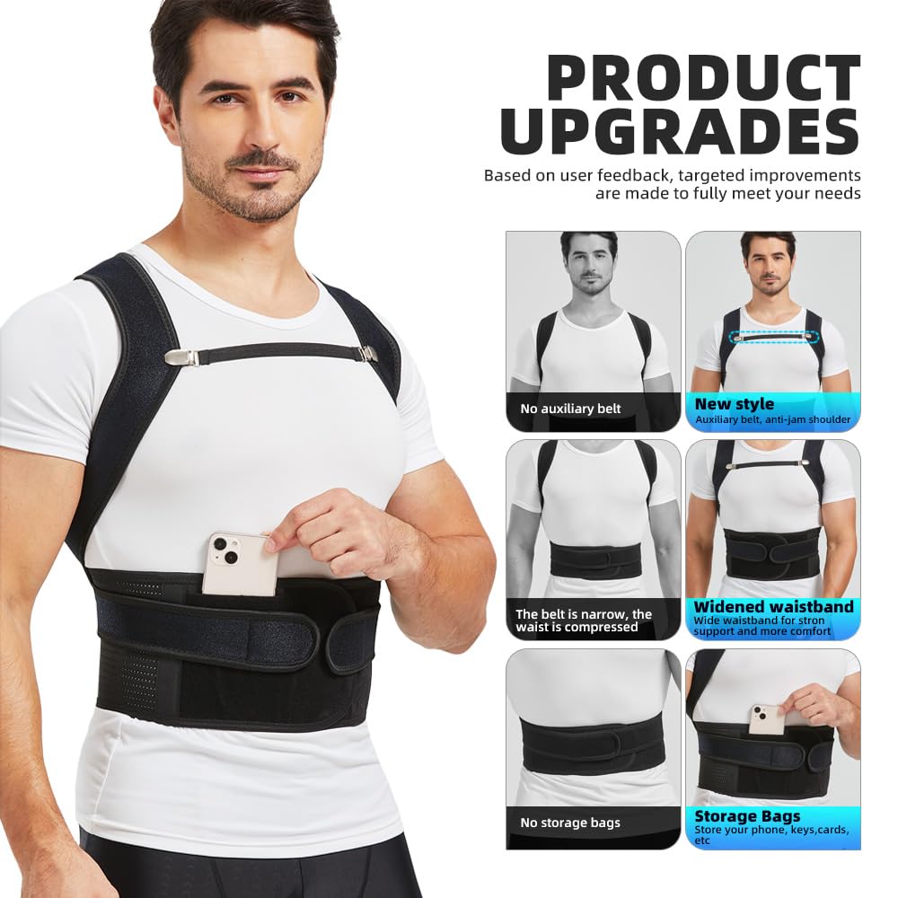 Back Brace Posture Corrector for Men and Women Lumbar Support Shoulder Posture Support for Improve Posture Provide and Back Pain Relief (X-Large)