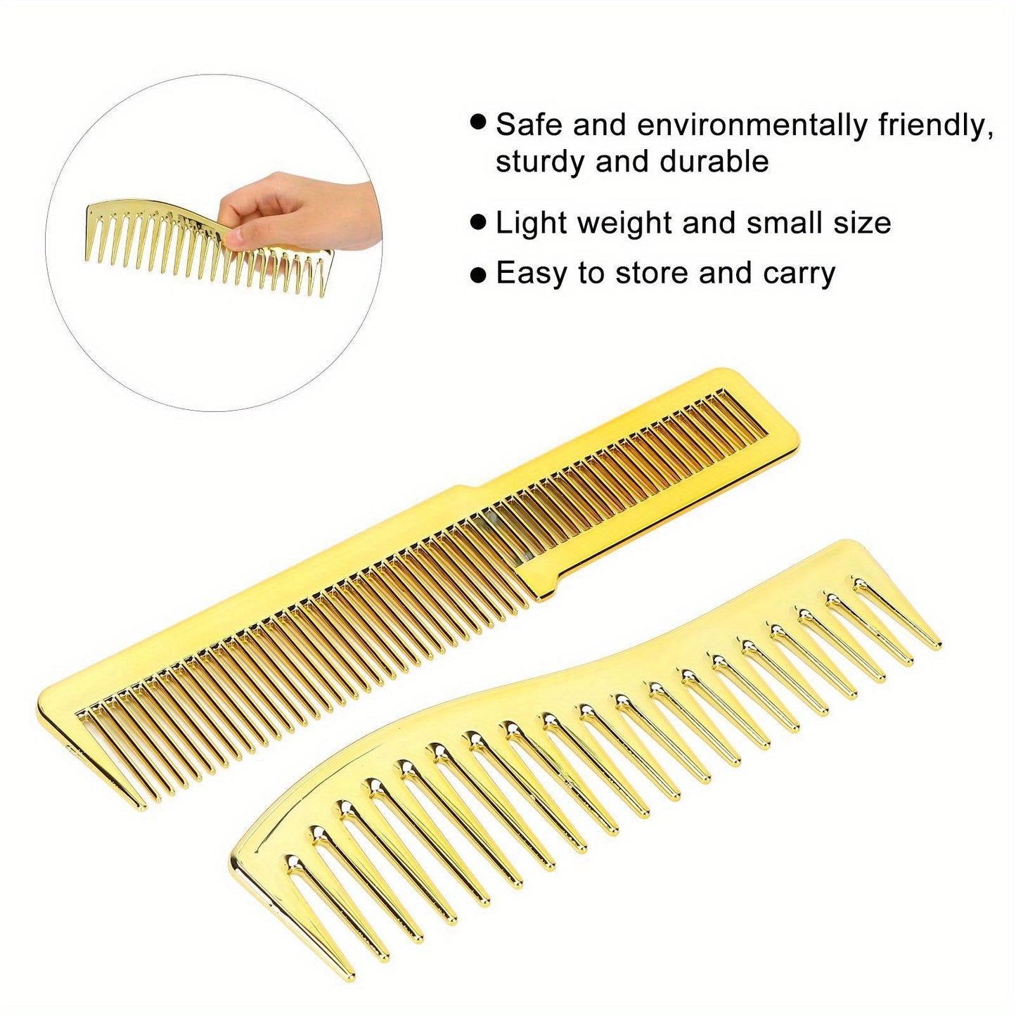 Hairdressing Comb with Wide Teeth for All Hair Types- Golden ABS Material Cutting and Styling Bending Comb- Professional Salon Haircut Tool