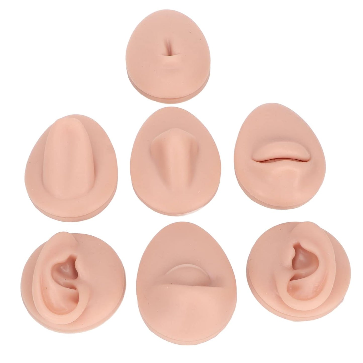 Soft Silicone Body Part Model, Body Piercing Practice Model Simulation Ear Eye Nose Mouth Tongue and Belly Button Model for Novice Piercer (Medium Skin Color)