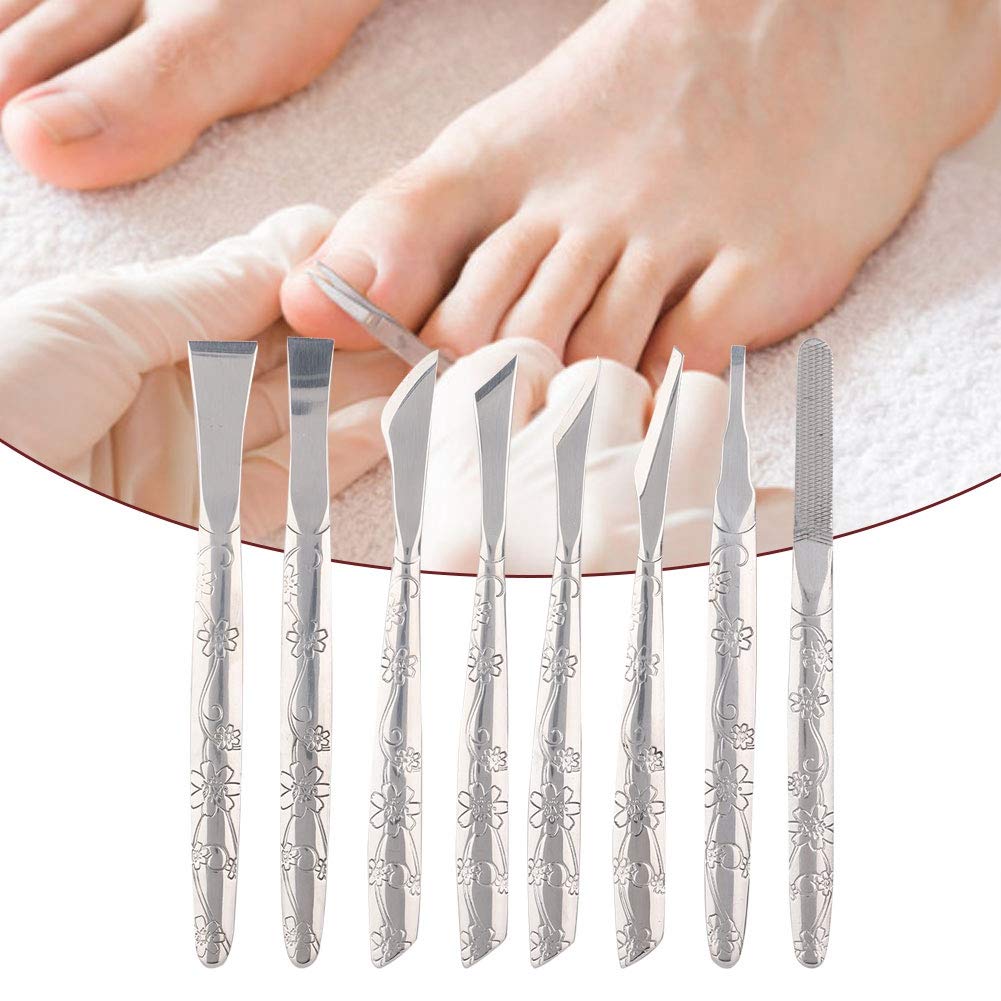 Ingrown Toenail Tool, 8pcs Stainless Steel Foot File Dead Skin Horny Remover Foot Callus Sha ver Foot Skin Planer Pedicure Tool Set for Ingrown Foot Fingernail Care