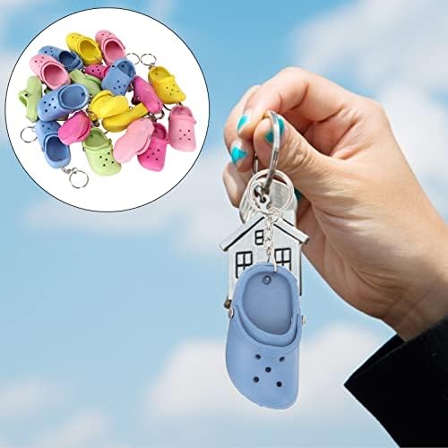 20pcs Mini Shoes Key Chains, Funny Clog Cute Adorable Beach Hole Shoes Keychains for DIY Backpacks Handbag Wall Door Bag Travel Camping Accessory Blue Green Pink Peach Yellow