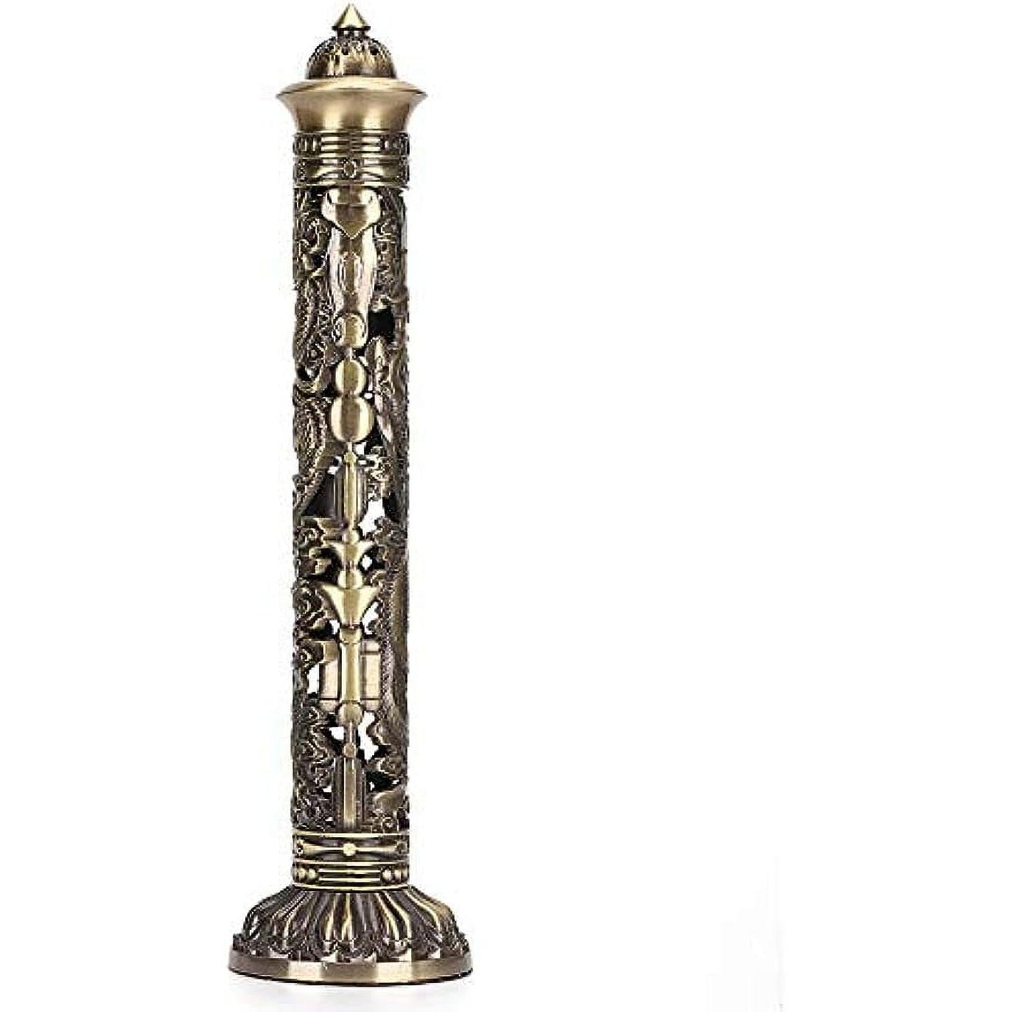 Incense Tower Burner Holder,Portable Bronze Dragon Phoenix Relief Retro Nostalgia Vertical Stick Incense Holder With Craft Storage Box Ash Catcher Sticks Incense Holder For Home Decor/Tea Room