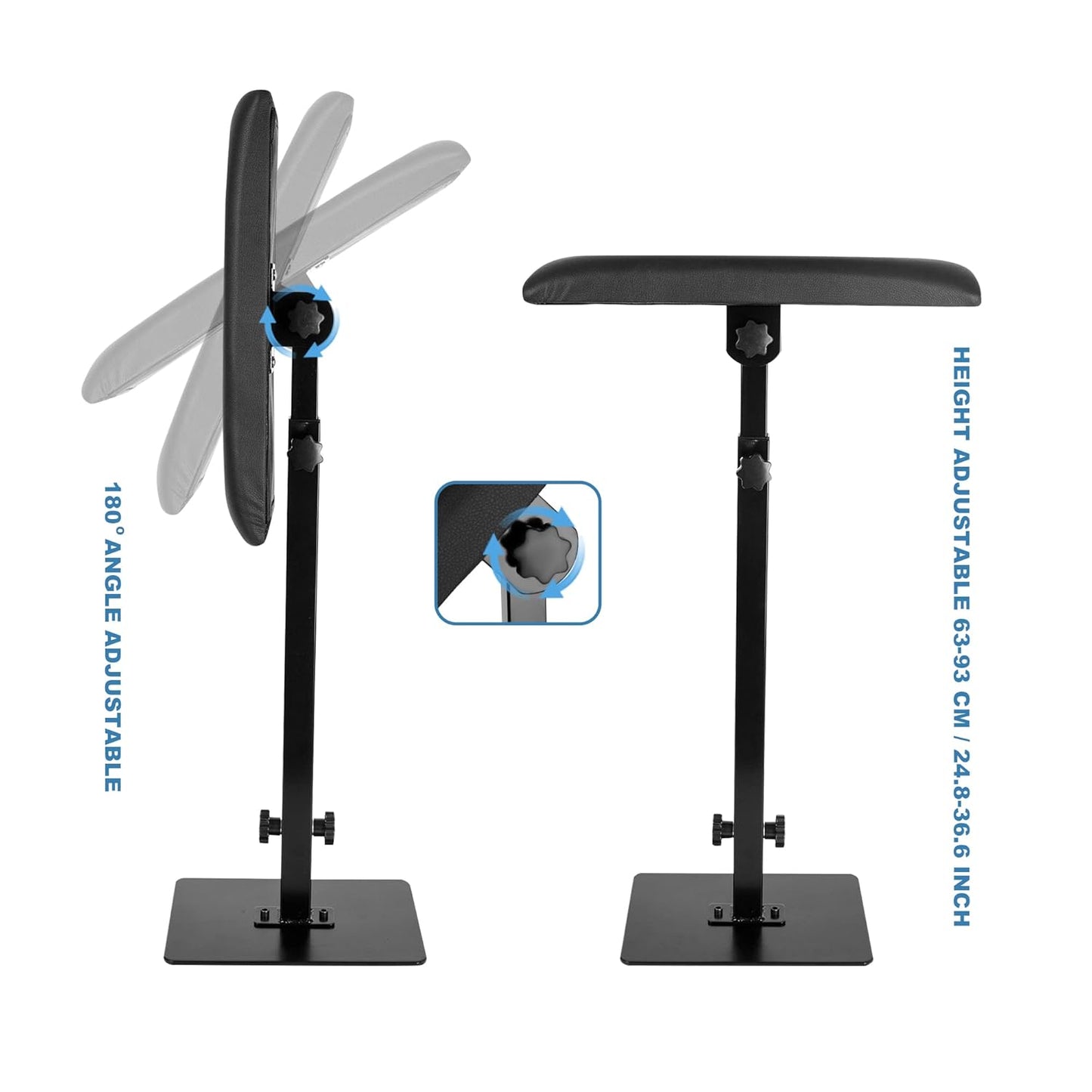 Professional Tattoo Armrest - Square Adjustable Height and Tilt Iron Rest for Tattoo Equipment