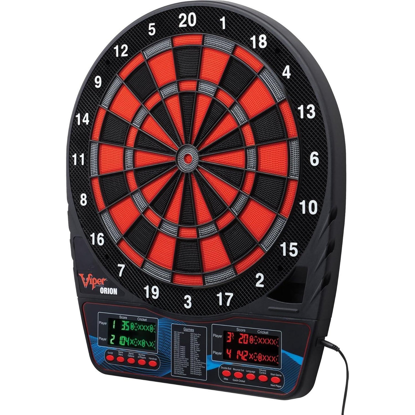 Viper Orion Dartboard - Electronic Soft Tip with LaserLite Marker for Red and Black Game Setup