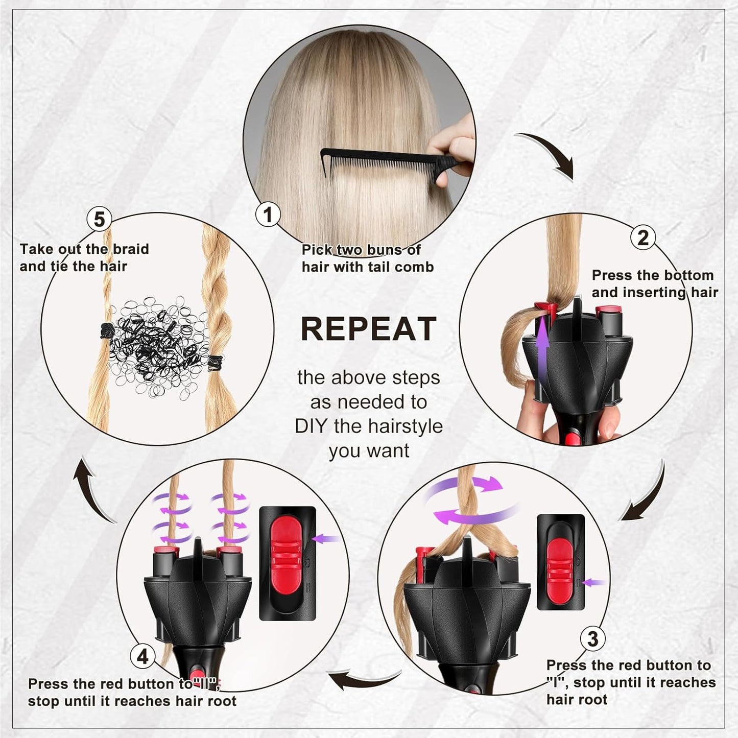 Automatic Hair Braider - Gisafai Electric Hair Twister for DIY Hairstyles and French Braids