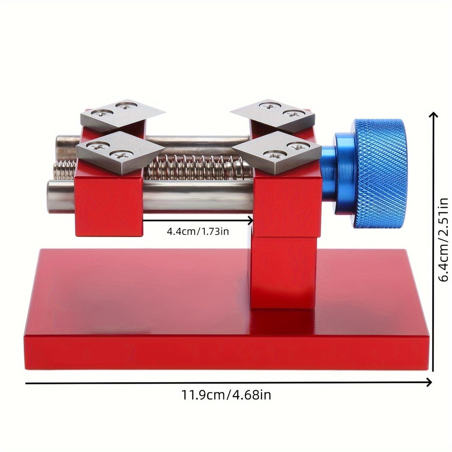 1pc Red Watch Bezel Removal Stainless Steel Tool, Workbench Back Case Opener Tool With Adjustable Jaw Clamps, Durable Construction, Non-Slip Blue Handle, Ideal Gift For Valentine's Day, Christmas, Birthday