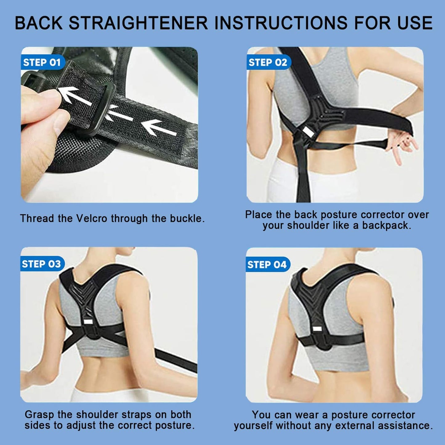 Posture Corrector Back Brace - Adjustable Breathable Support Belt for Men and Women, Hunchback and Scoliosis Relief