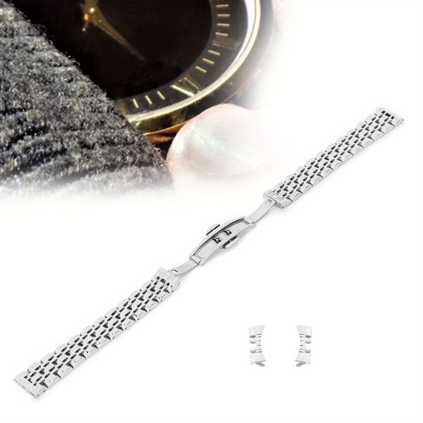 14mm Watch Band Stainless Steel Watch Strap Replacement Watch Band Strap Accessory