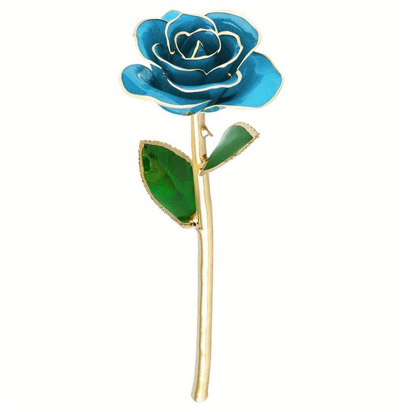 24K GoldPlated Rose Flower Sky Blue for Valentine's Day Decorations Ornaments Crafts