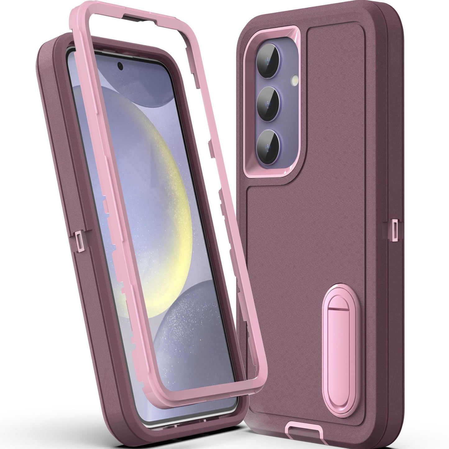 Samsung S24 Case Clear, 2 in 1 Heavy Duty Shockproof Sturdy Phone Case for 6.2 inch 2024 for Women Men Boys Girls, Transparent