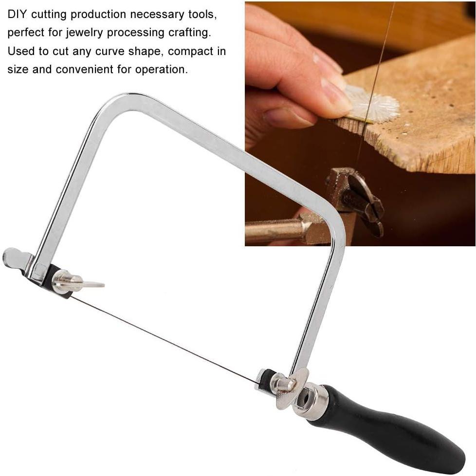 Black U-Shaped Saw Bow with Carved Handle - Portable Jewelry Wire Cutting Tool for Precision Crafting