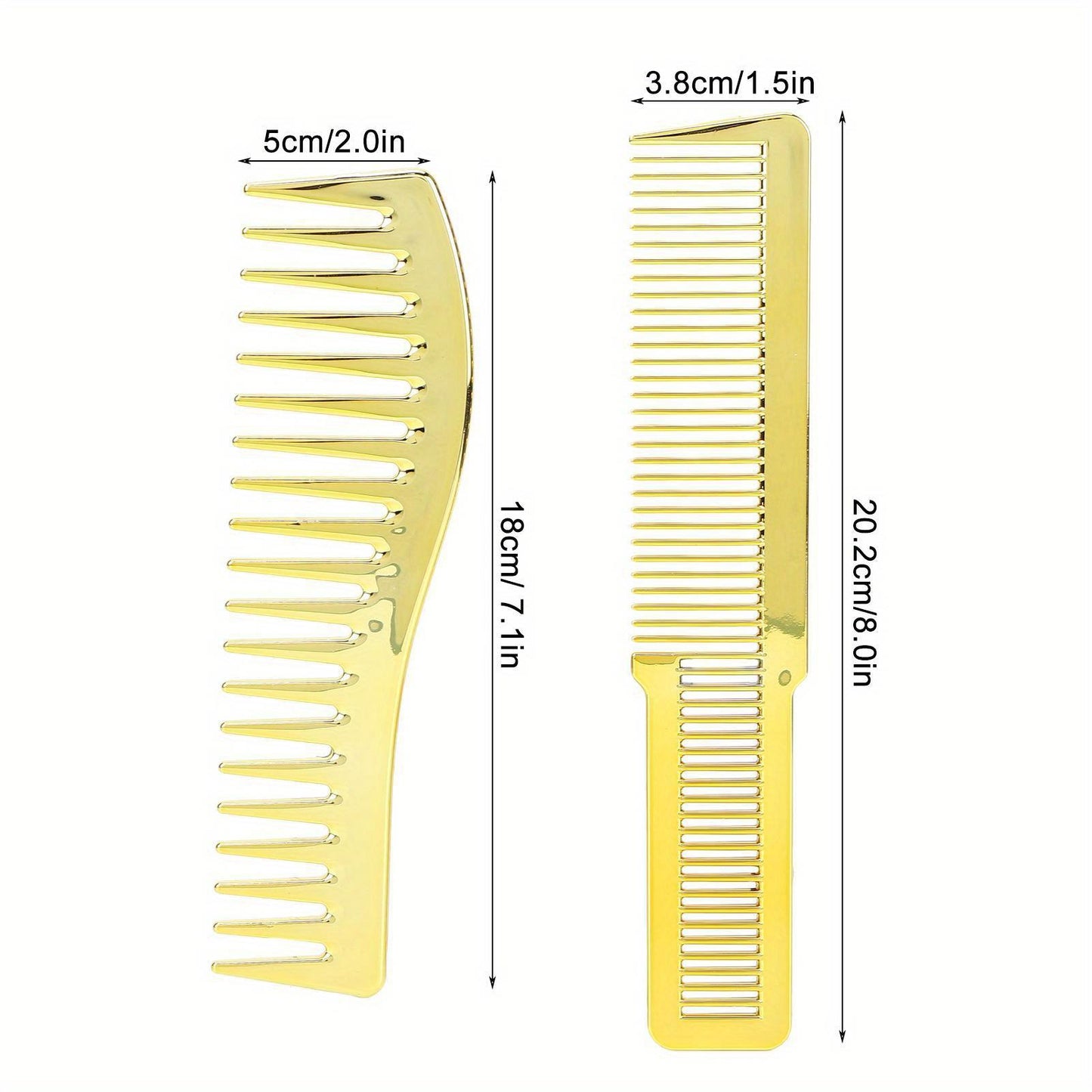 Hairdressing Comb with Wide Teeth for All Hair Types- Golden ABS Material Cutting and Styling Bending Comb- Professional Salon Haircut Tool