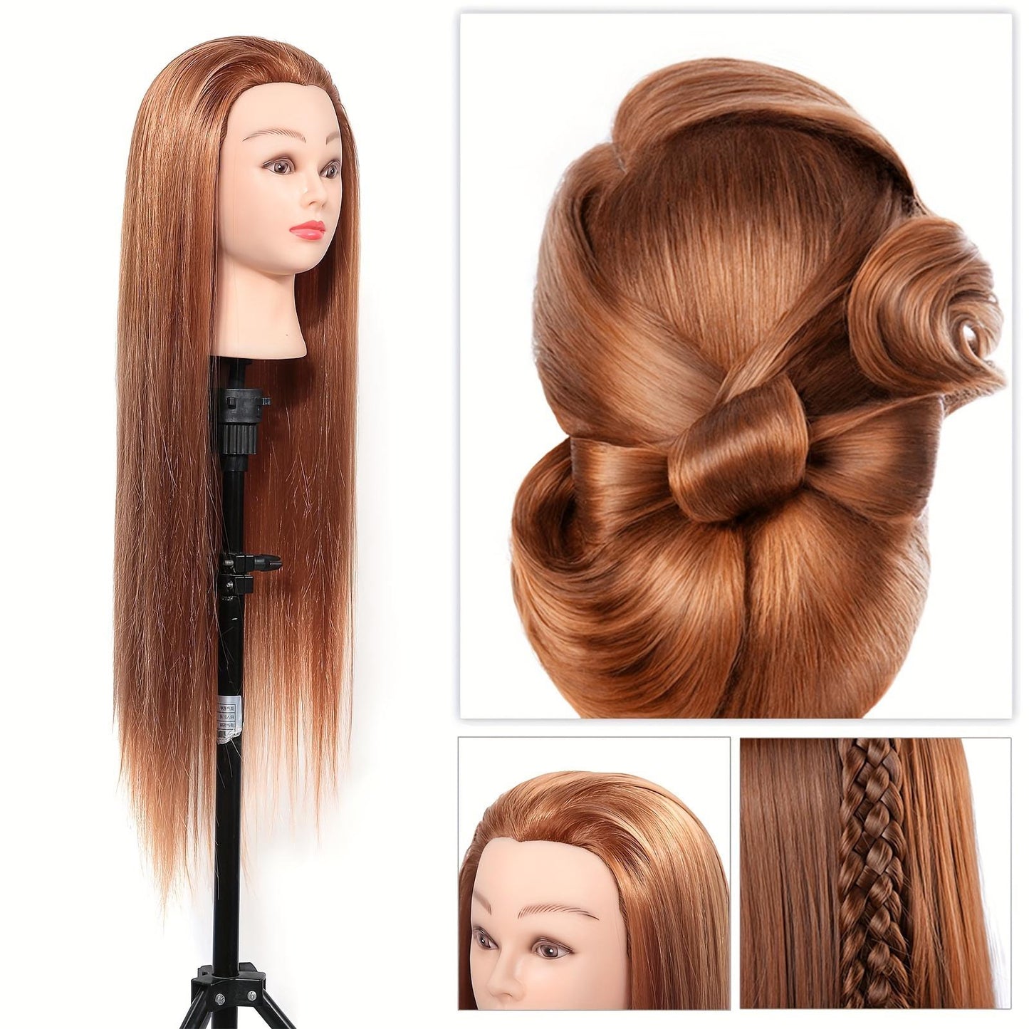 Synthetic Fiber Mannequin Head Hairdresser Training Head Cosmetology Doll Head