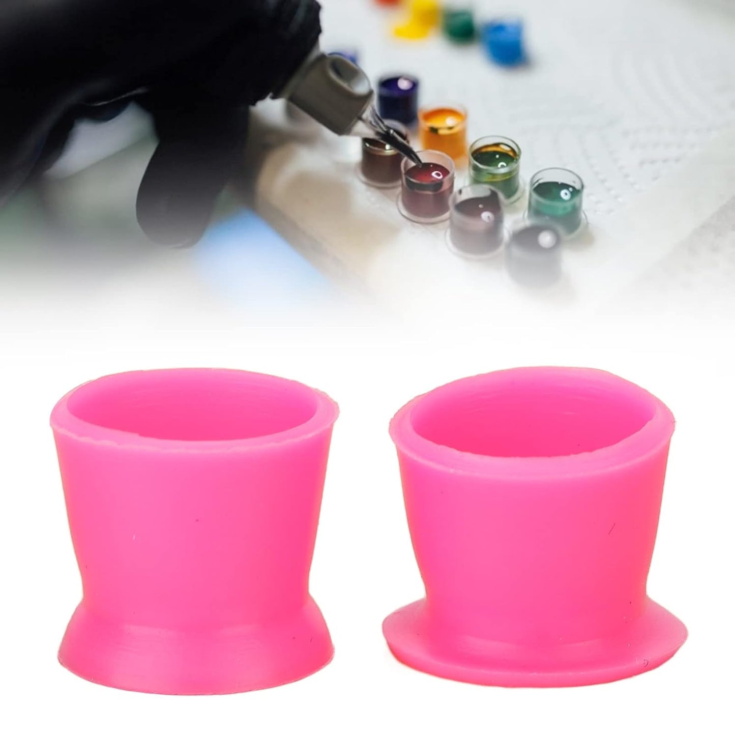 300pcs Tattoo Ink Cup, Pigment Cups Disposable Silicone Tattoo Pigment Cup Eyebrow Eyeliner Lip Color Pigment Cup Tattoo Ink Caps Cups Tattoo Supplies for Tattoo ink