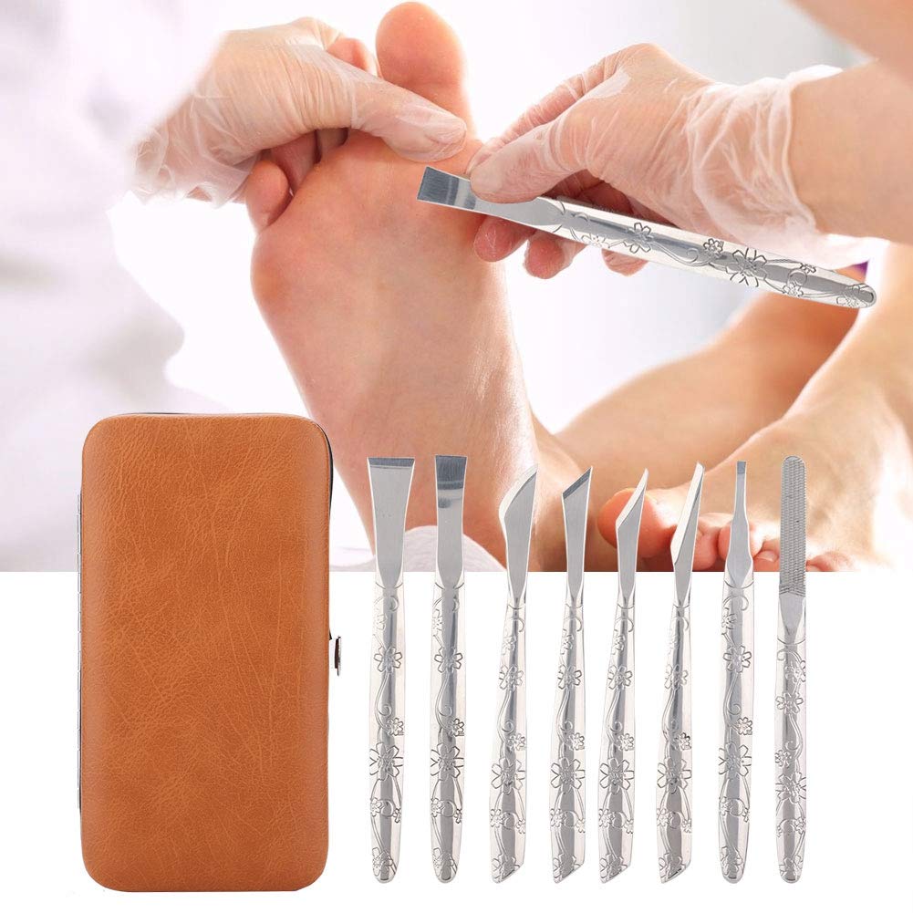 Ingrown Toenail Tool, 8pcs Stainless Steel Foot File Dead Skin Horny Remover Foot Callus Sha ver Foot Skin Planer Pedicure Tool Set for Ingrown Foot Fingernail Care