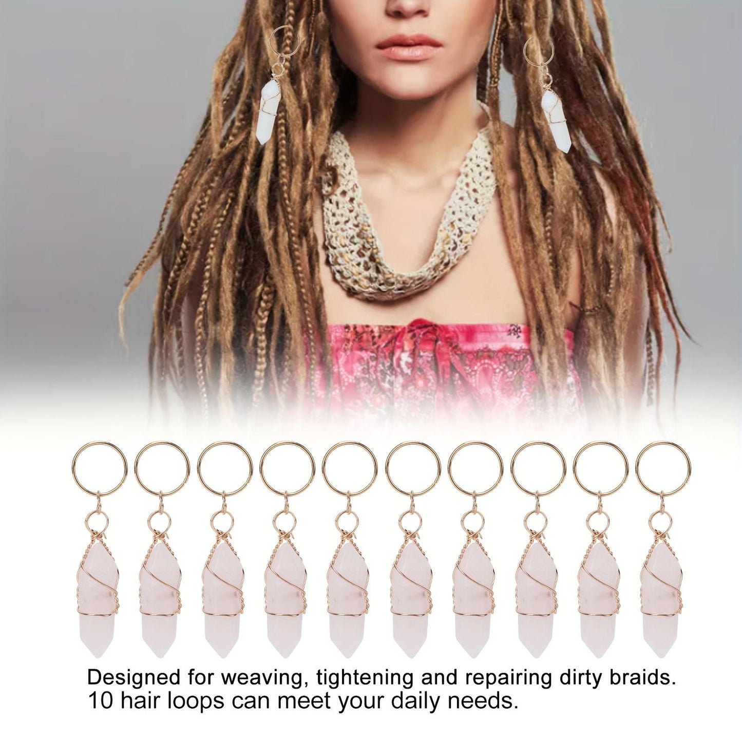 10pcs Hair Jewelry Adjustable For Braids Braid Accessories Hair Ring Dreadlock Hair Jewelry Winding Ferrules Hair Pendants For Women Young Girls